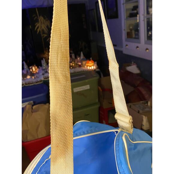 VTG Santa Fe Railroad Messenger Bag w hand and shoulder straps blue white nylon - Picture 10 of 14